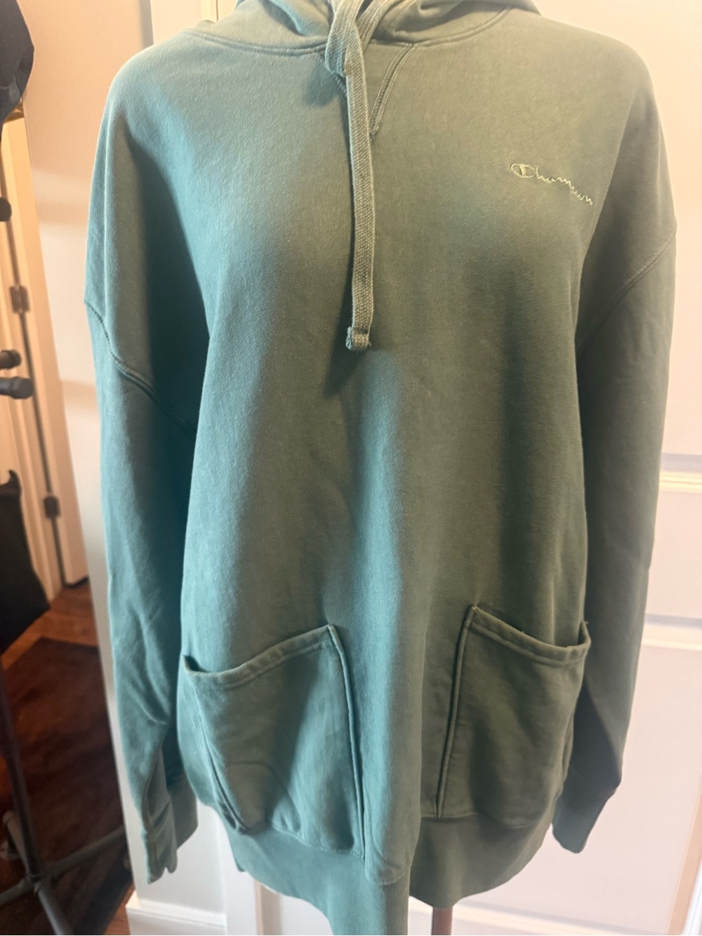 Champion Teal Green Pullover Hoodie with Front Pockets